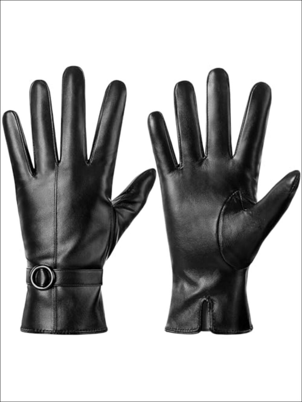 Womens Winter PU Leather Gloves Cashmere Lined Touchscreen Warm